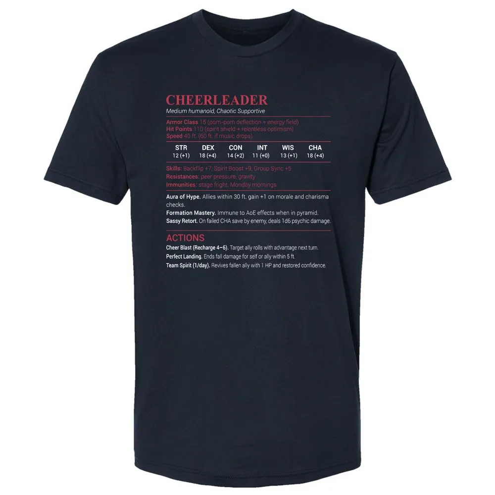 Cheerleader Stats Premium Unisex T-Shirt - Midnight Navy - 2