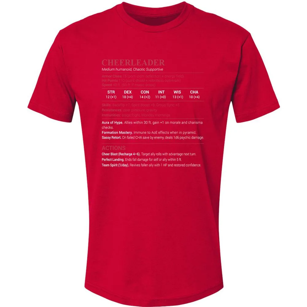Cheerleader Stats Premium Unisex T-Shirt - Red - 6