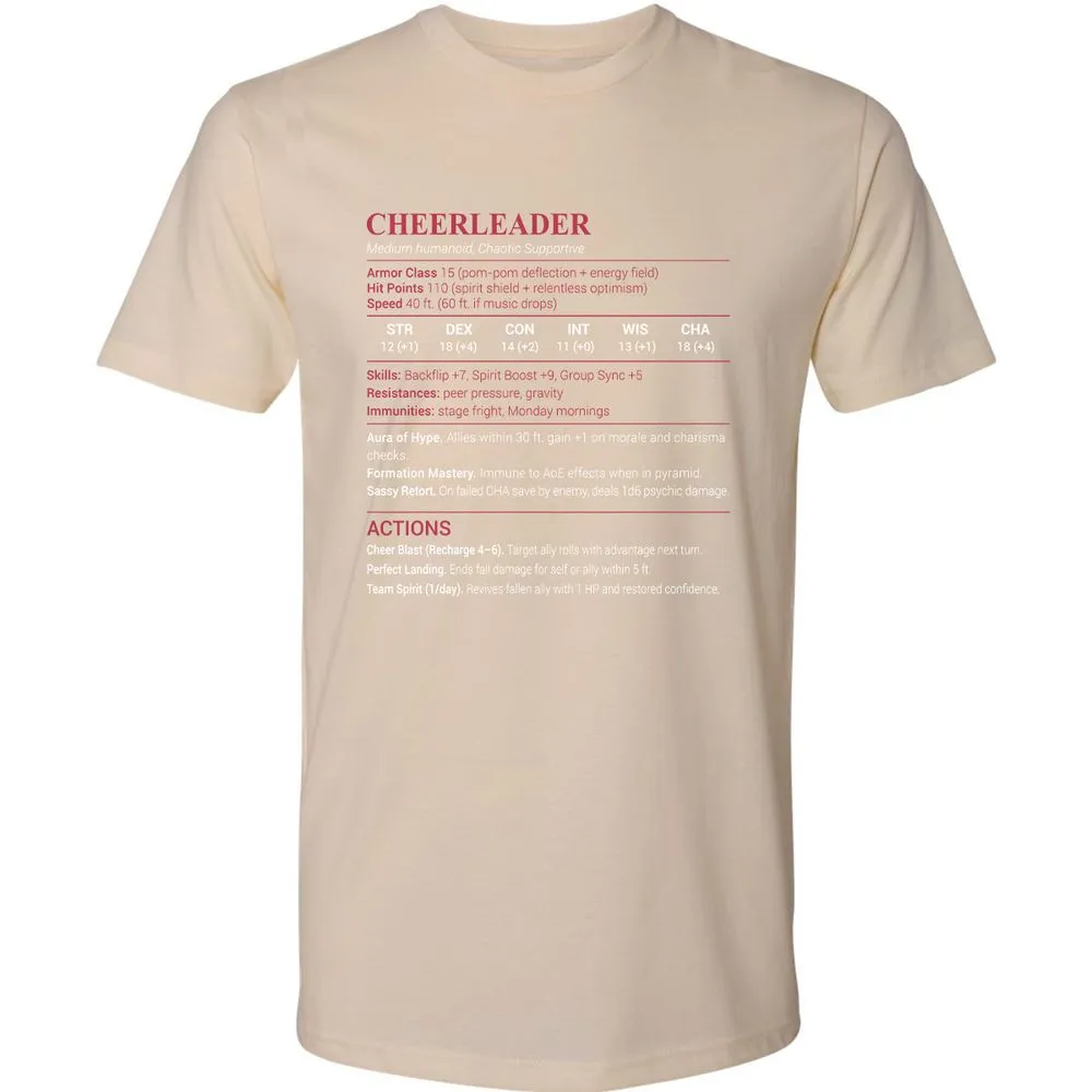 Cheerleader Stats Premium Unisex T-Shirt - Cream - 14