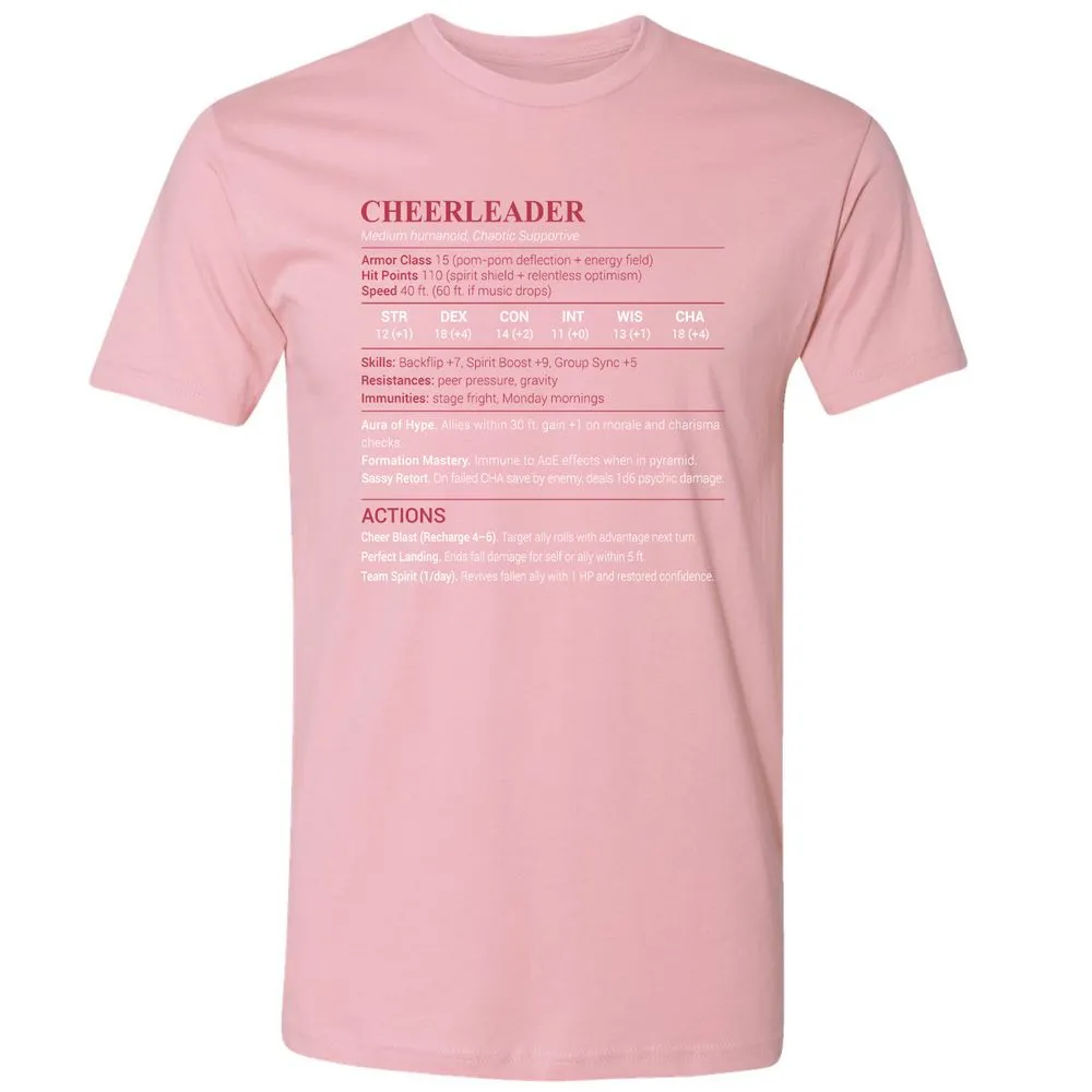 Cheerleader Stats Premium Unisex T-Shirt - Light Pink - 3