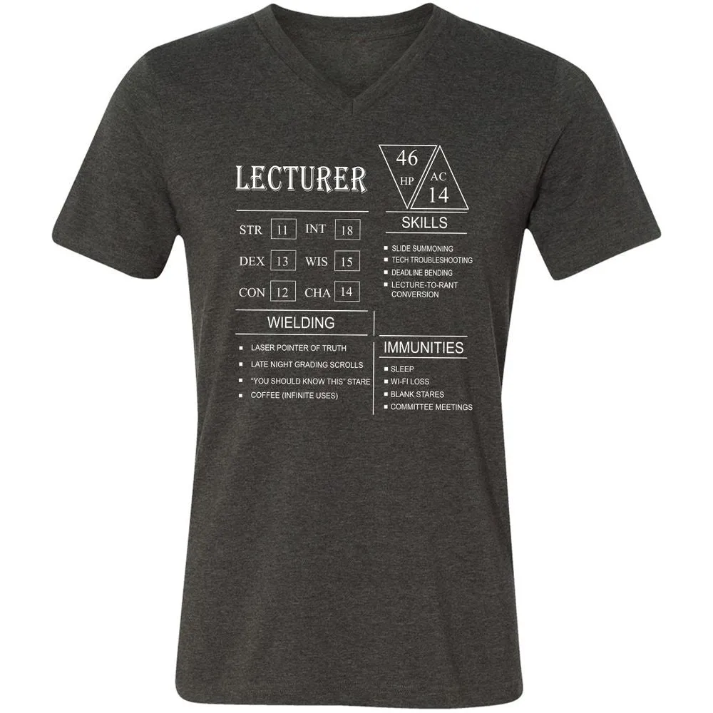 Lecturer New Unisex V-Neck T-Shirt - Dark Grey Heather - 8