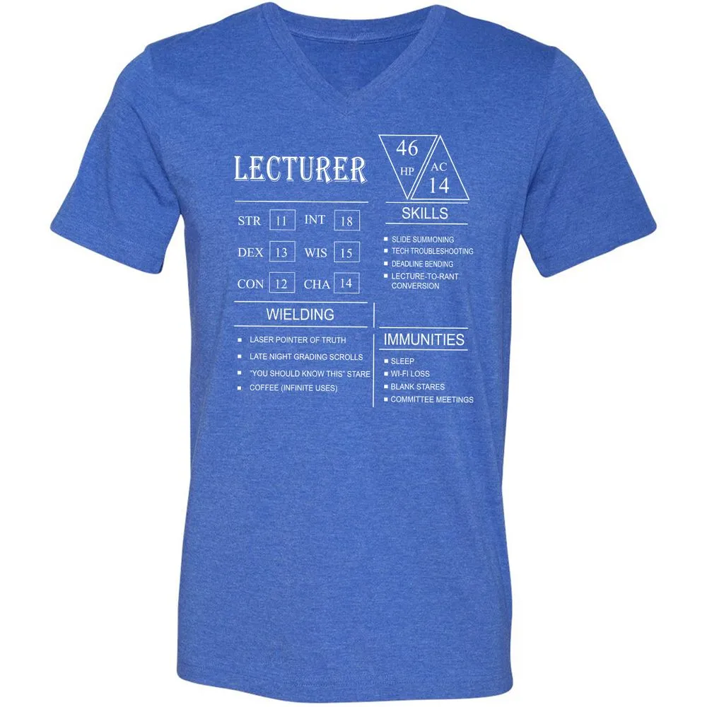 Lecturer New Unisex V-Neck T-Shirt - Heather True Royal - 14
