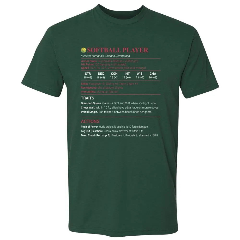 Softball Player Premium Unisex T-Shirt - Forest Green - 13
