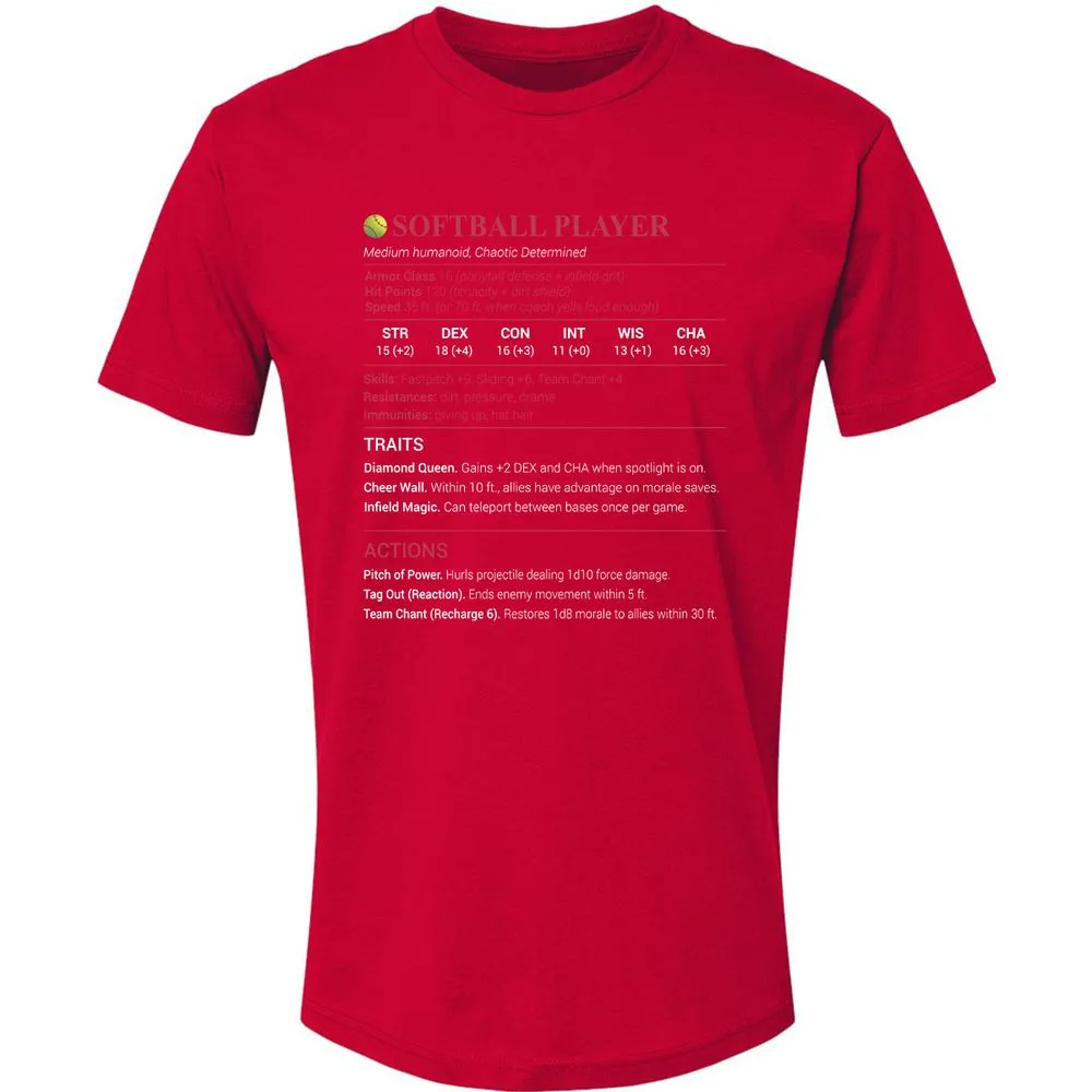 Softball Player Premium Unisex T-Shirt - Red - 6