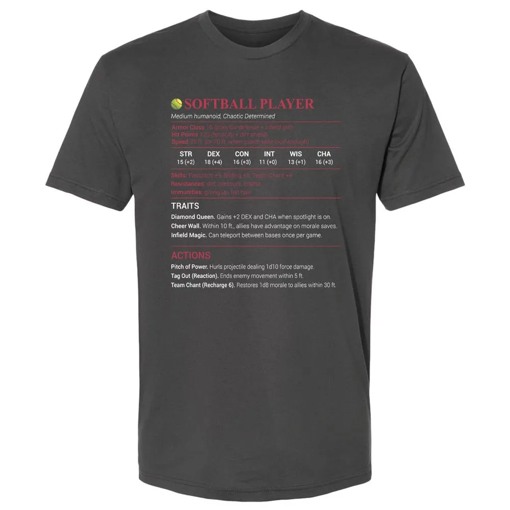 Softball Player Premium Unisex T-Shirt - Heavy Metal - 8