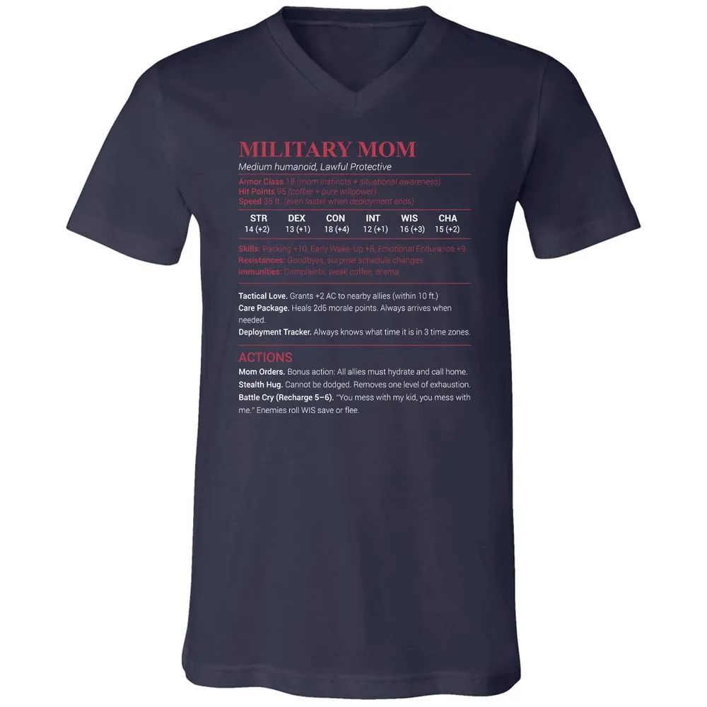 Military Mom Unisex V-Neck T-Shirt - Navy - 2