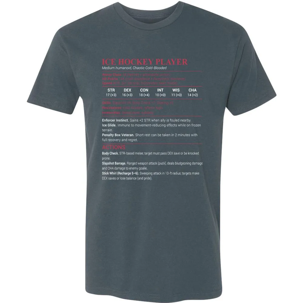 Ice Hockey Player Premium Unisex T-Shirt - Indigo - 15