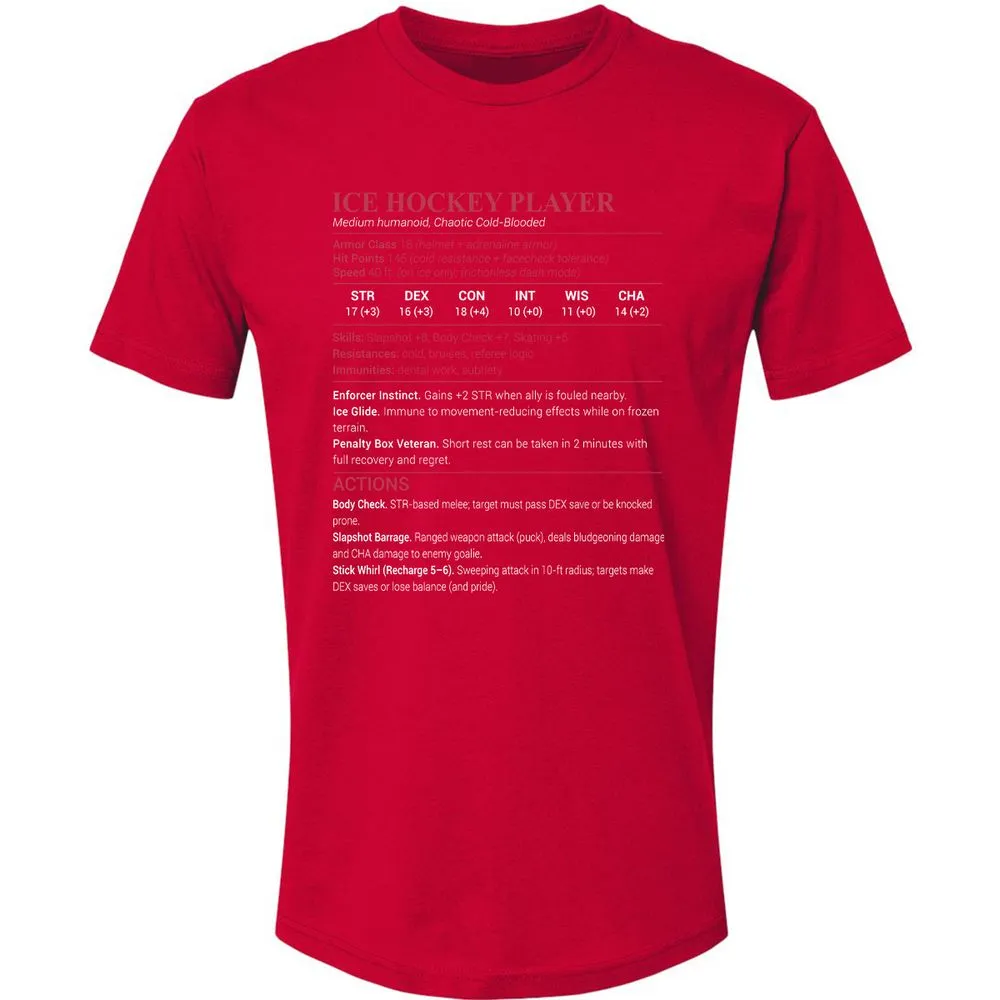 Ice Hockey Player Premium Unisex T-Shirt - Red - 6
