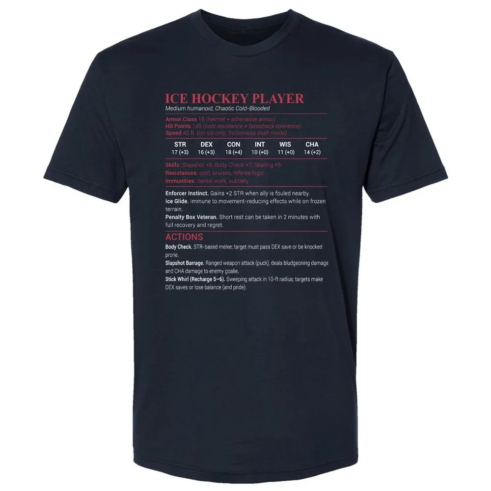 Ice Hockey Player Premium Unisex T-Shirt - Midnight Navy - 2
