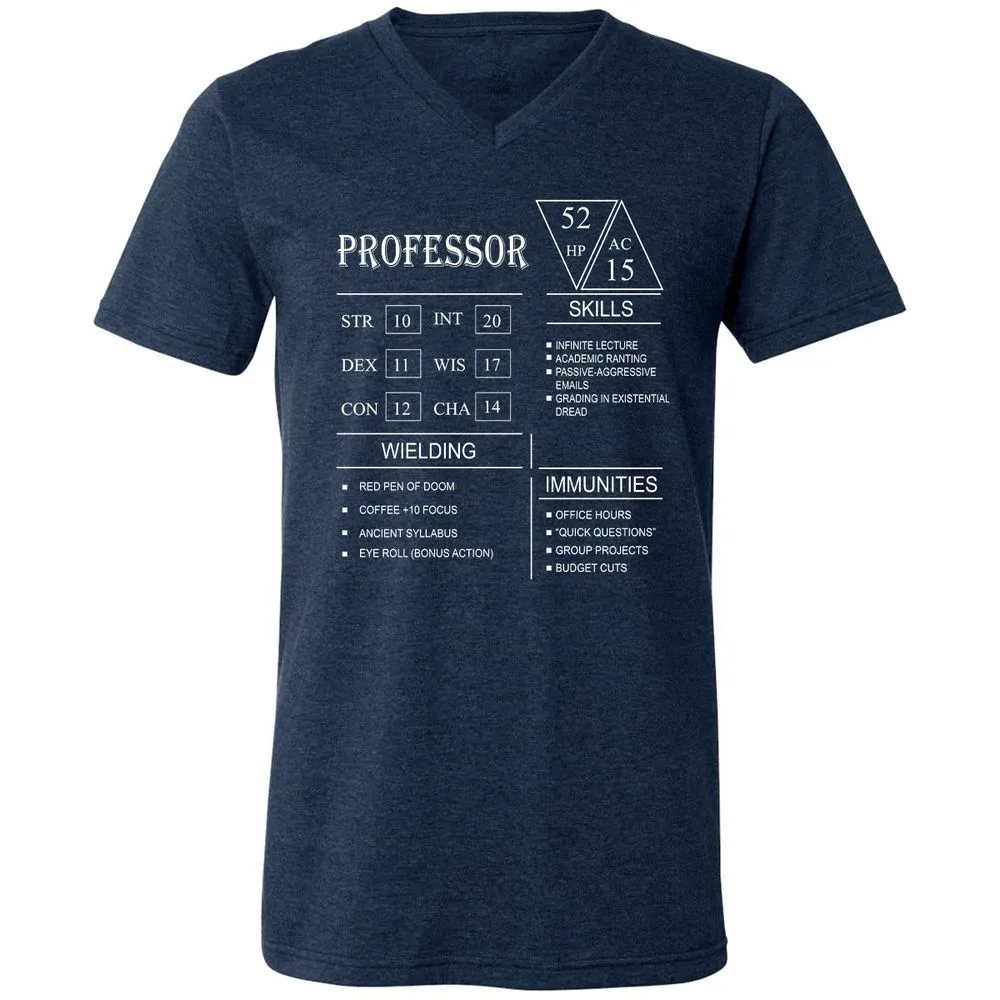 Professor New Unisex V-Neck T-Shirt - Heather Navy - 15
