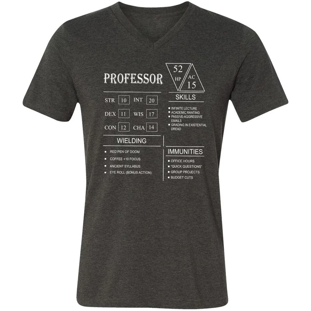 Professor New Unisex V-Neck T-Shirt - Dark Grey Heather - 8