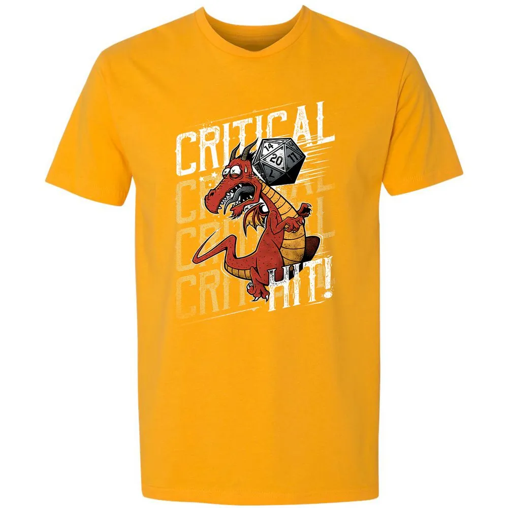 Funny Dragon Critical Hit Premium Unisex T-Shirt - Gold - 12
