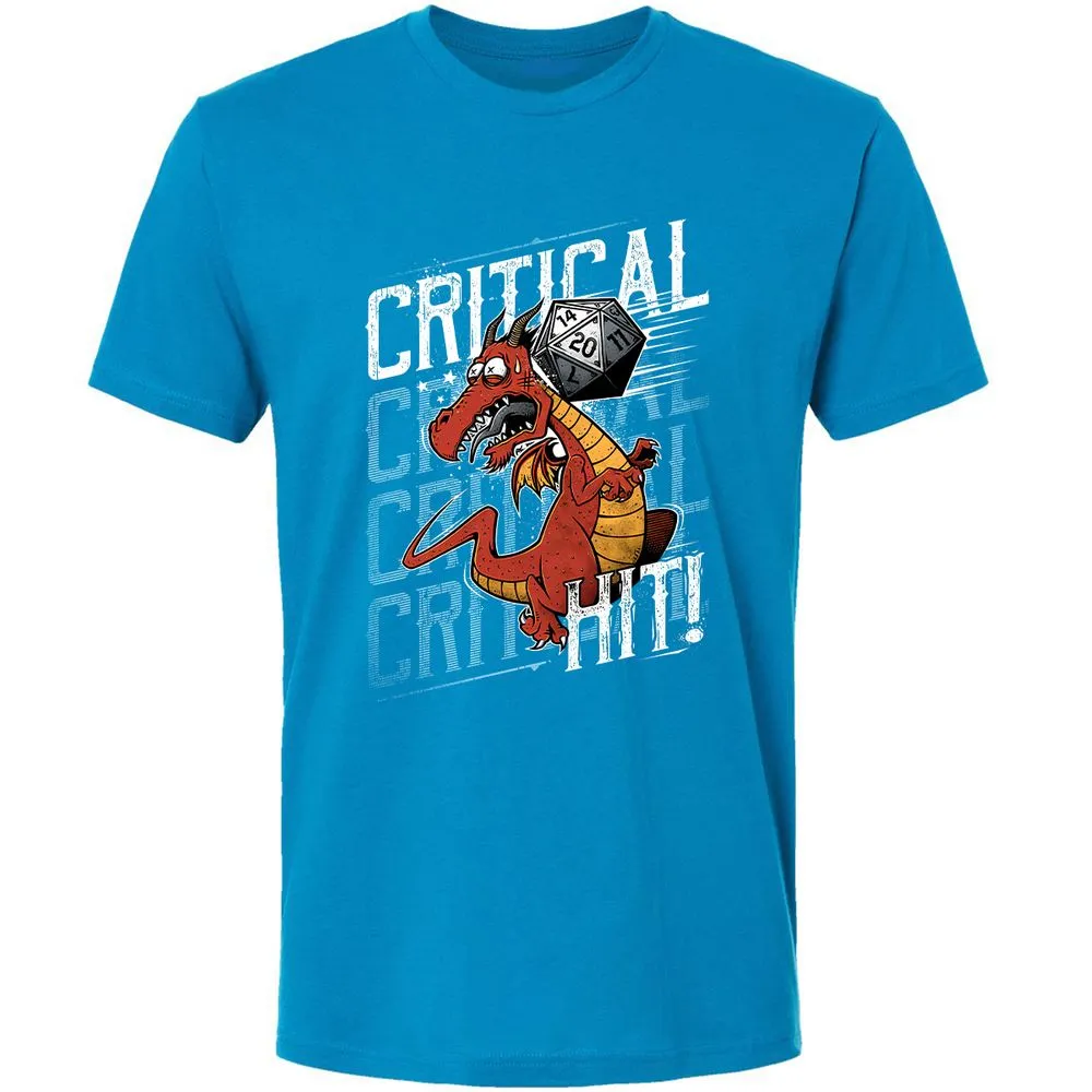 Funny Dragon Critical Hit Premium Unisex T-Shirt - Turquoise - 16