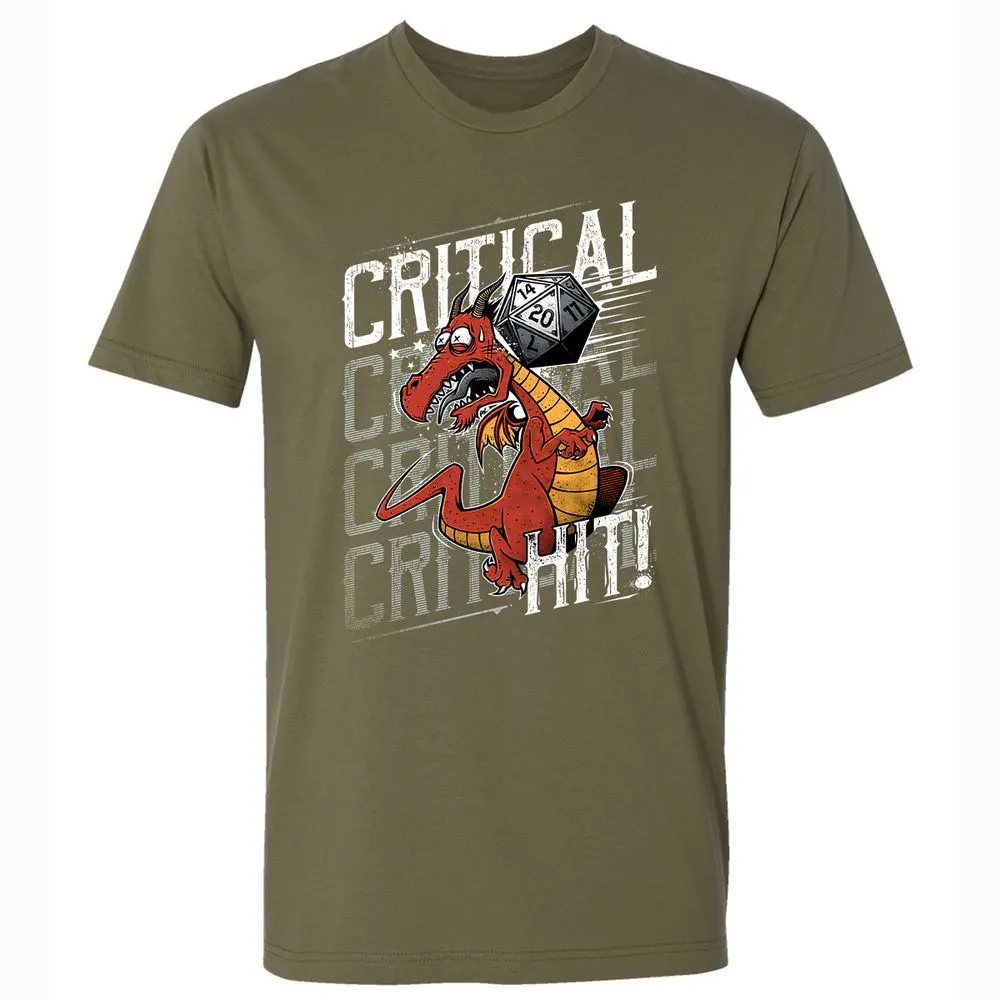 Funny Dragon Critical Hit Premium Unisex T-Shirt - Military Green - 5