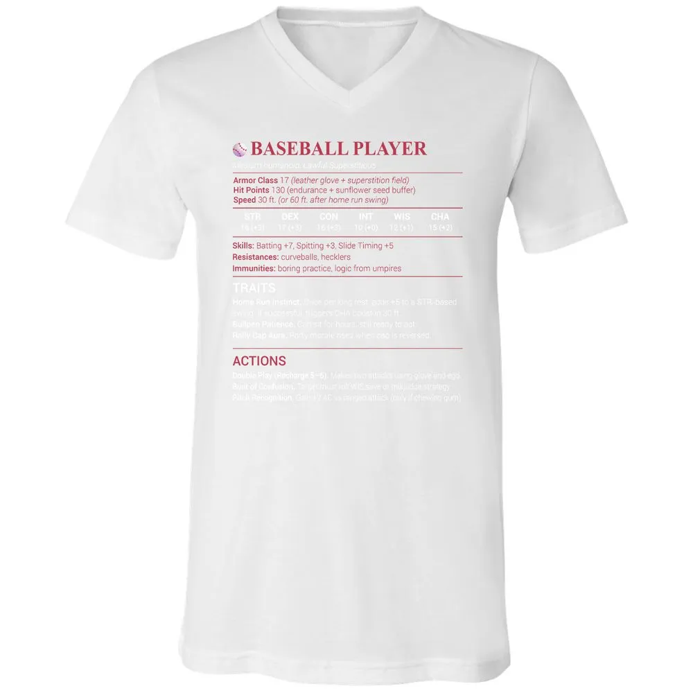 Baseball Player Unisex V-Neck T-Shirt - White - 5