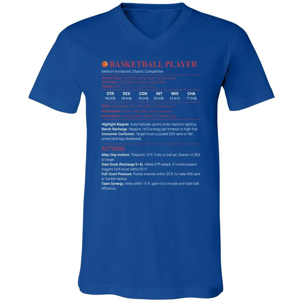 Basketball Player Unisex V-Neck T-Shirt - True Royal - 4