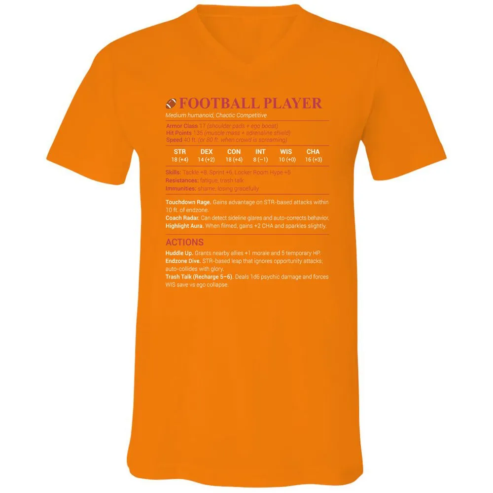 Football Player Unisex V-Neck T-Shirt - Orange - 11