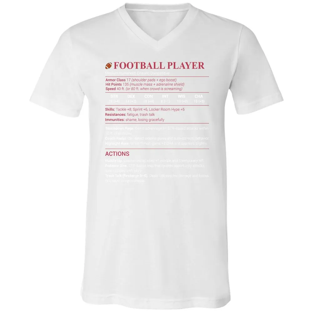 Football Player Unisex V-Neck T-Shirt - White - 5