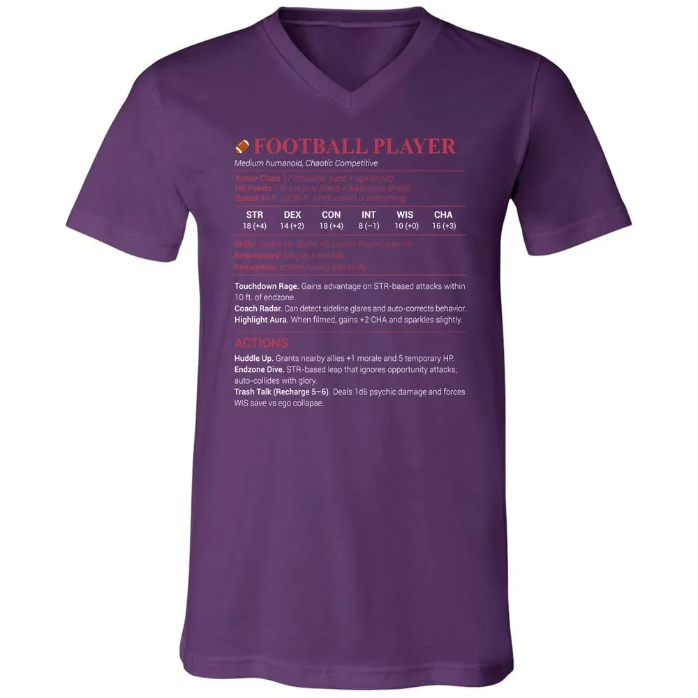 Football Player Unisex V-Neck T-Shirt - Team Purple - 9