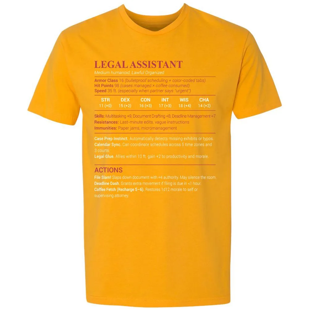 Legal Assistant Premium Unisex T-Shirt - Gold - 12