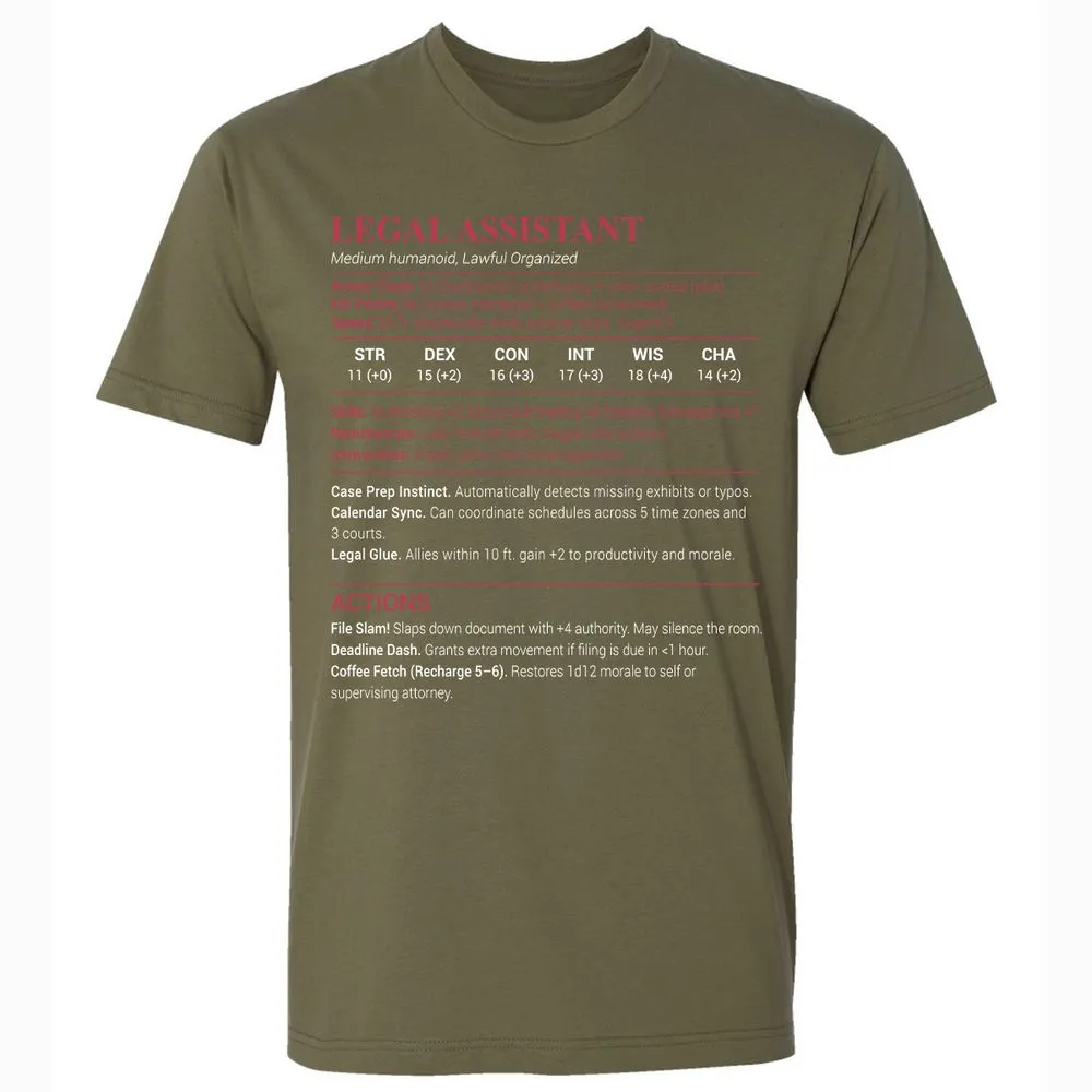 Legal Assistant Premium Unisex T-Shirt - Military Green - 5
