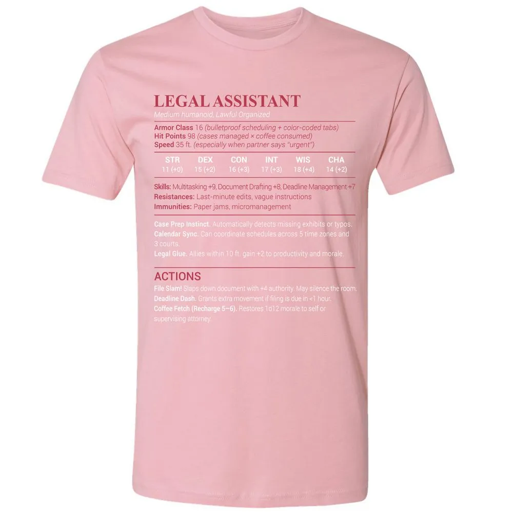 Legal Assistant Premium Unisex T-Shirt - Light Pink - 3