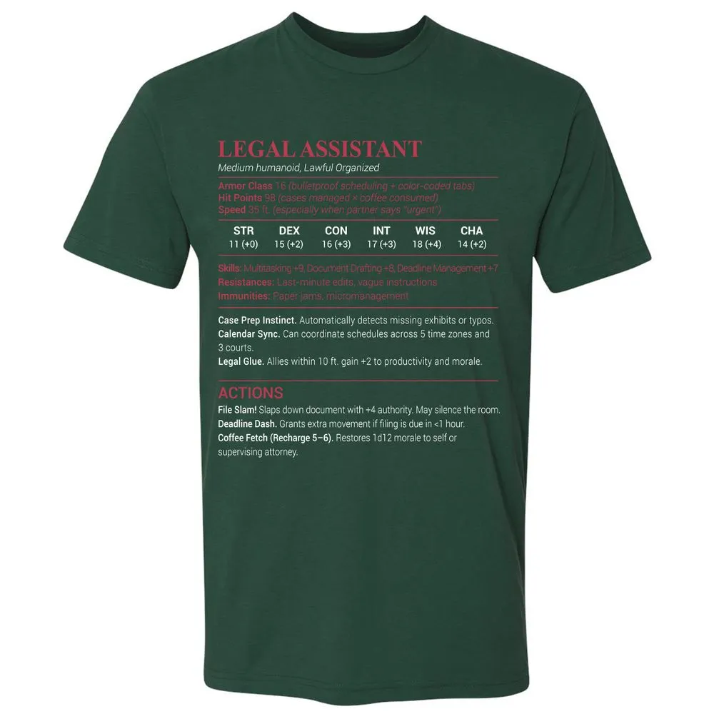 Legal Assistant Premium Unisex T-Shirt - Forest Green - 13