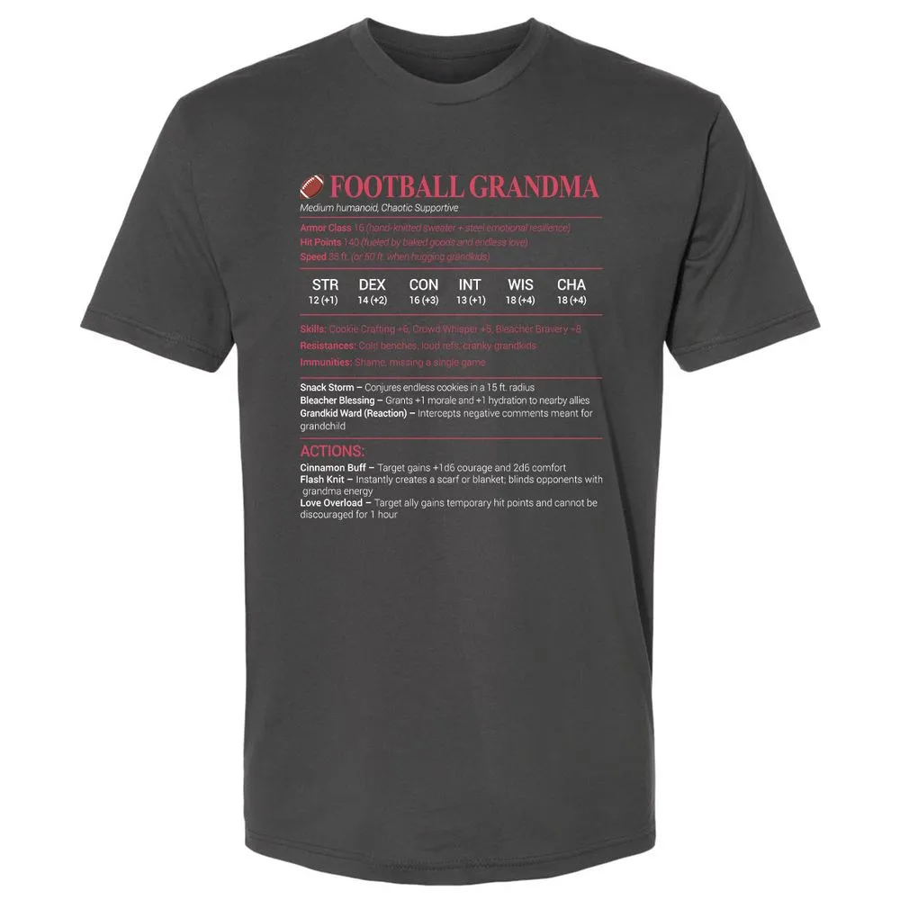 Football Grandma Premium Unisex T-Shirt - Heavy Metal - 8