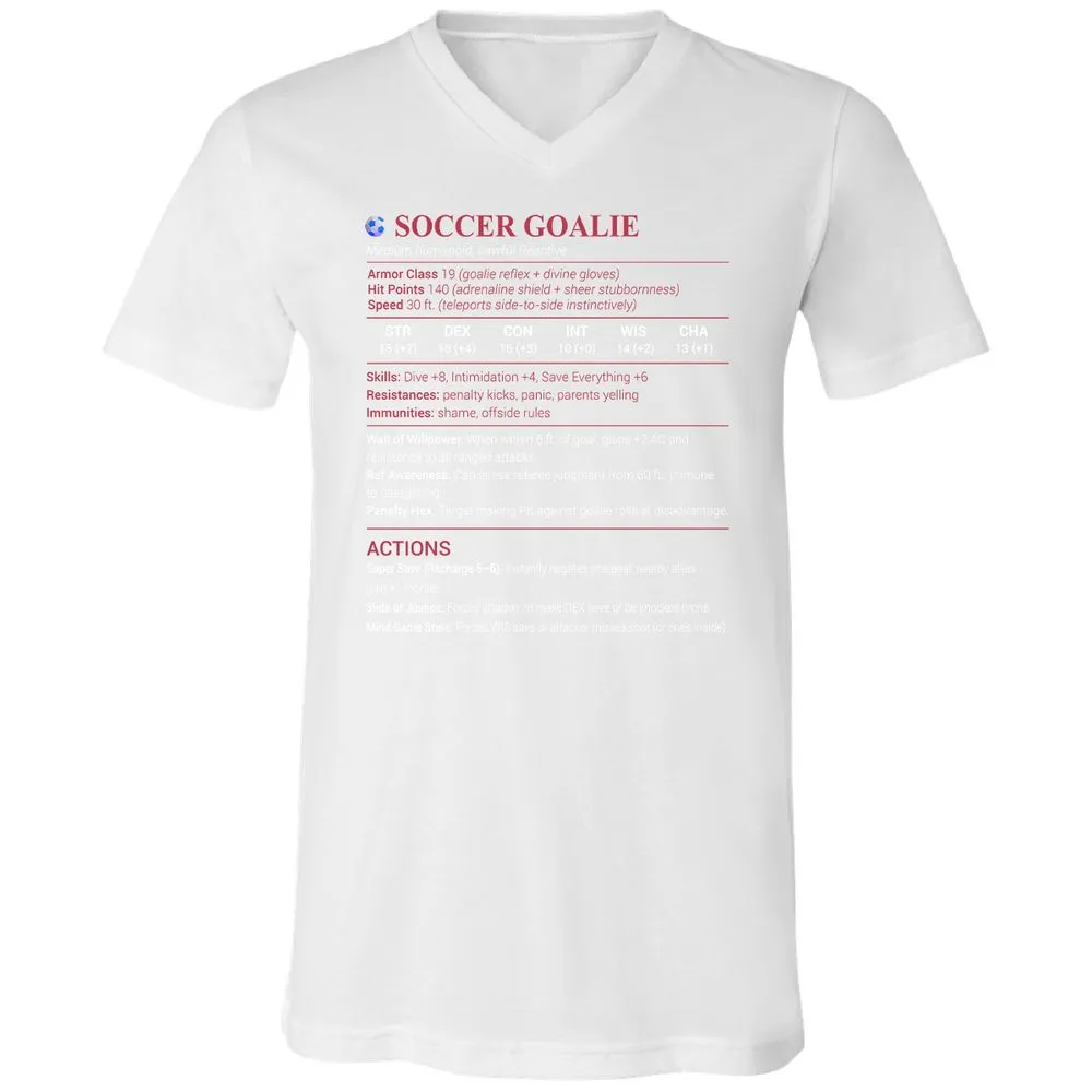 Soccer Goalie Unisex V-Neck T-Shirt - White - 5