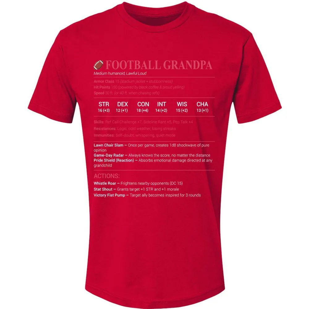 Football Grandpa Premium Unisex T-Shirt - Red - 6