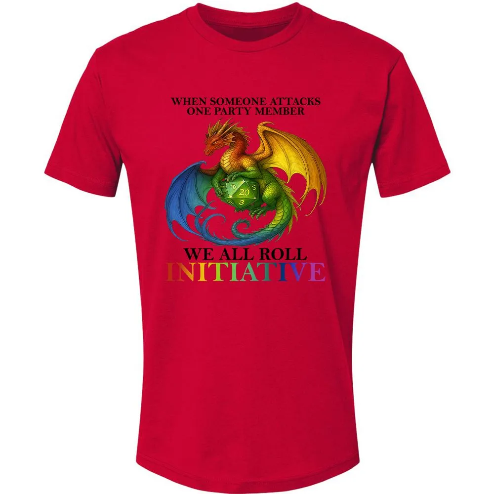 Dragon We All Roll For Initiative Premium Unisex T-Shirt - Red - 6