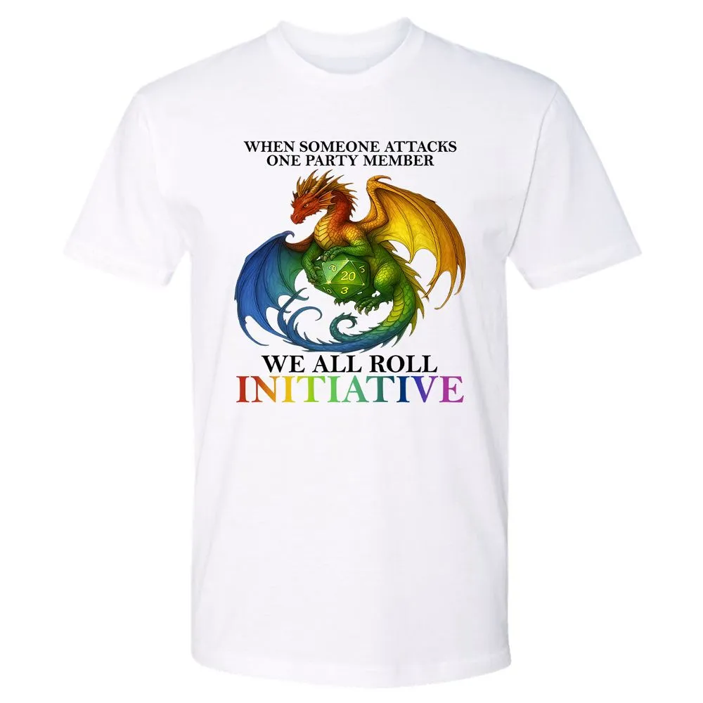 Dragon We All Roll For Initiative Premium Unisex T-Shirt - White - 4