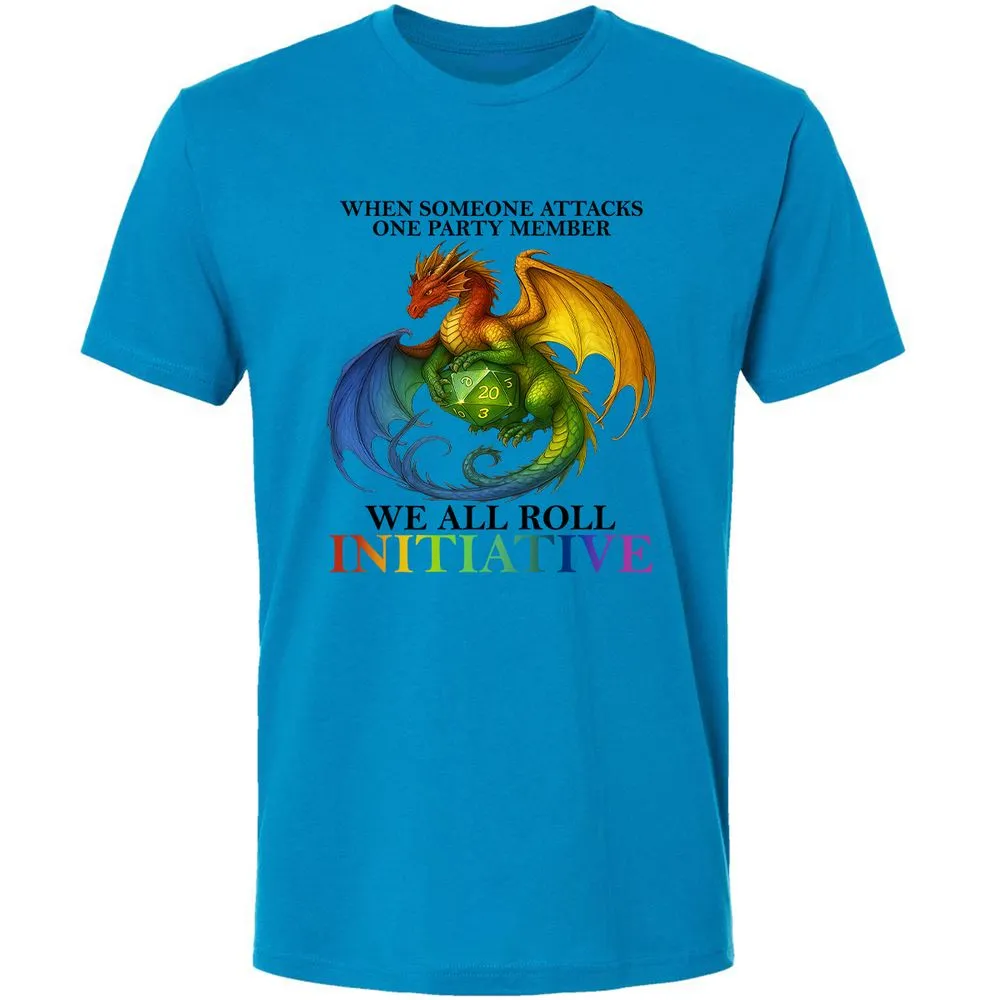 Dragon We All Roll For Initiative Premium Unisex T-Shirt - Turquoise - 16