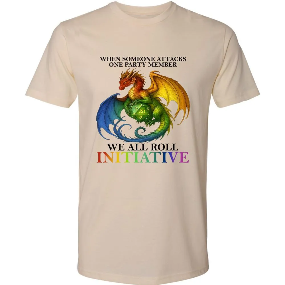 Dragon We All Roll For Initiative Premium Unisex T-Shirt - Cream - 14