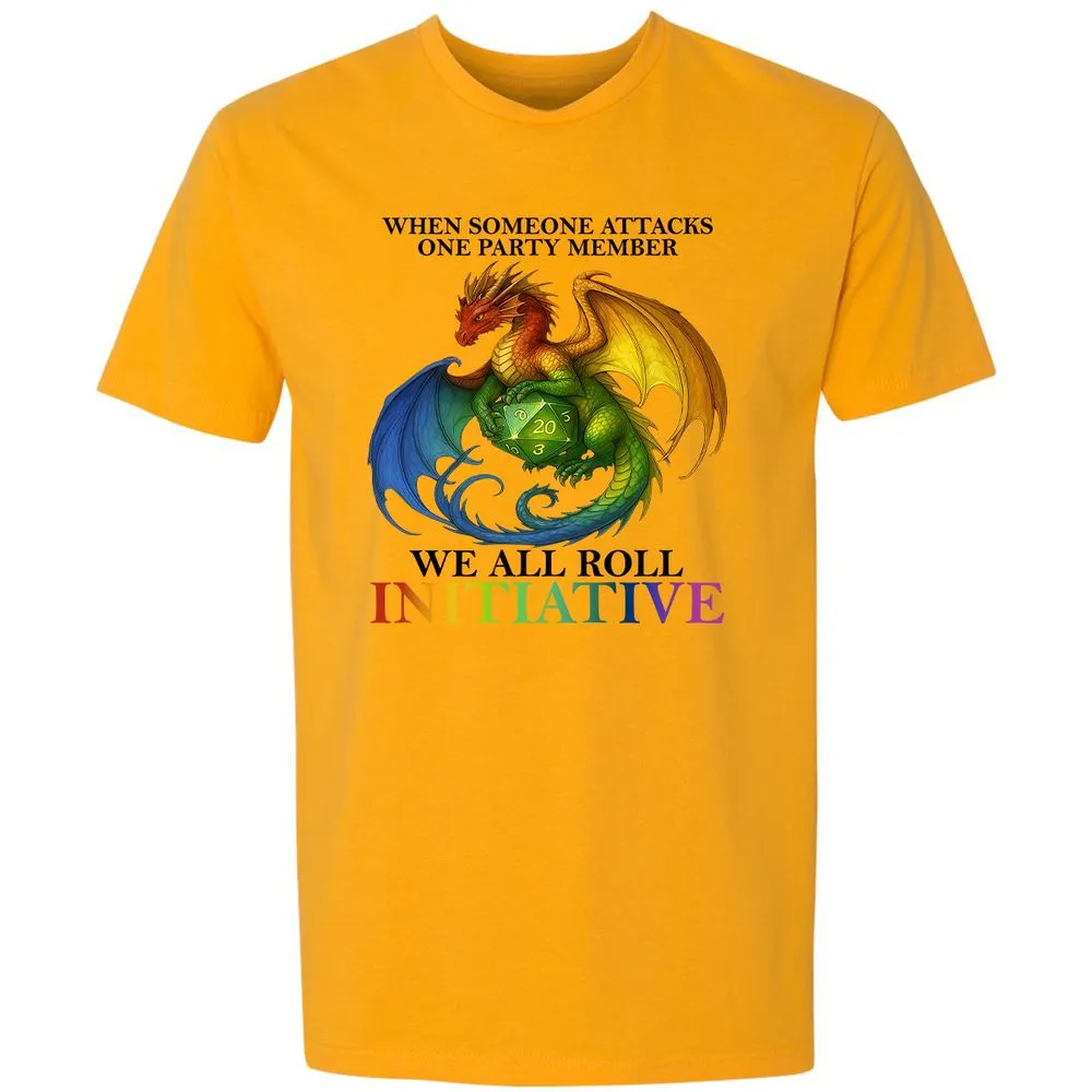 Dragon We All Roll For Initiative Premium Unisex T-Shirt - Gold - 12