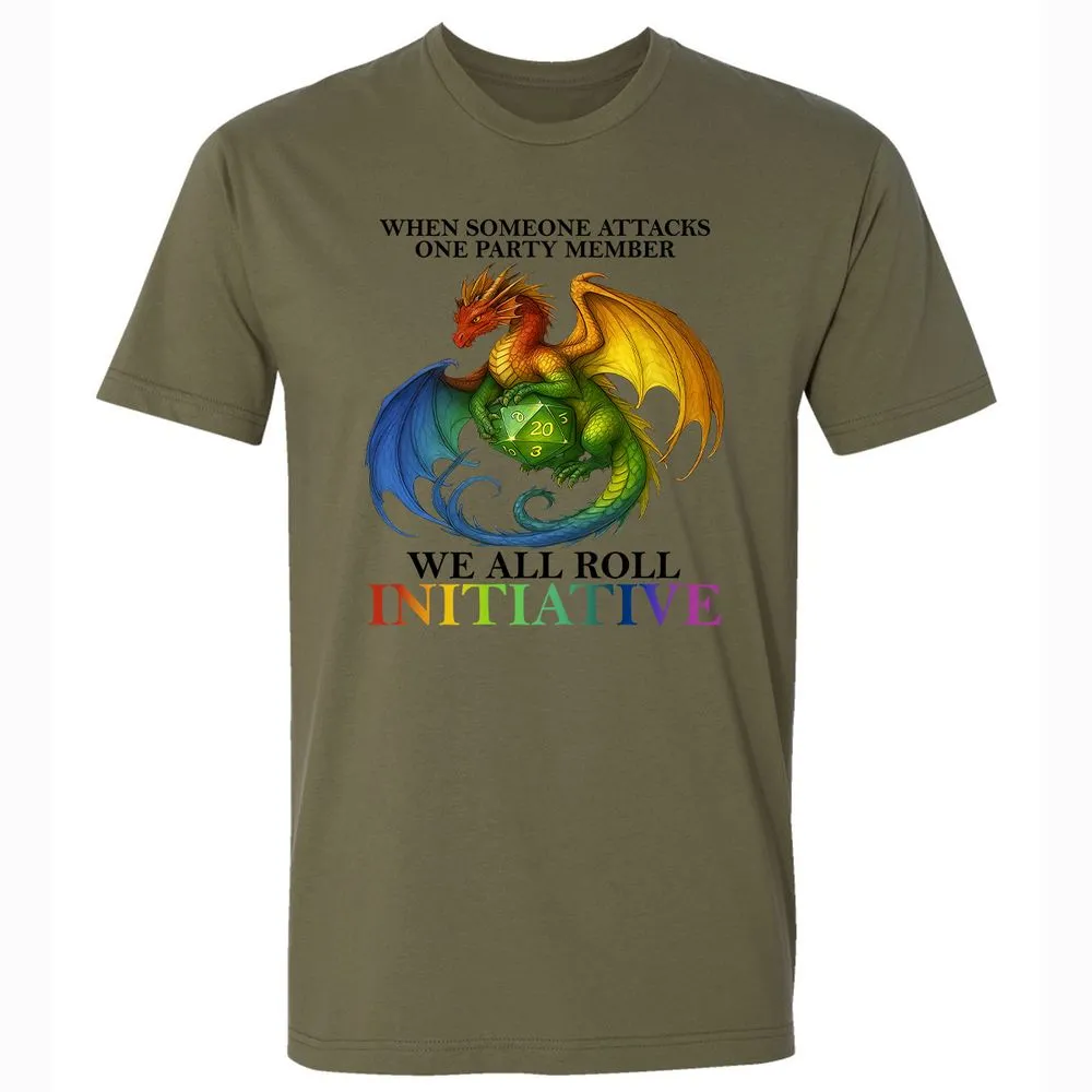 Dragon We All Roll For Initiative Premium Unisex T-Shirt - Military Green - 5
