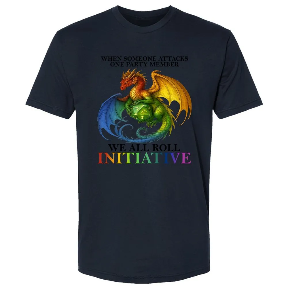 Dragon We All Roll For Initiative Premium Unisex T-Shirt - Midnight Navy - 2