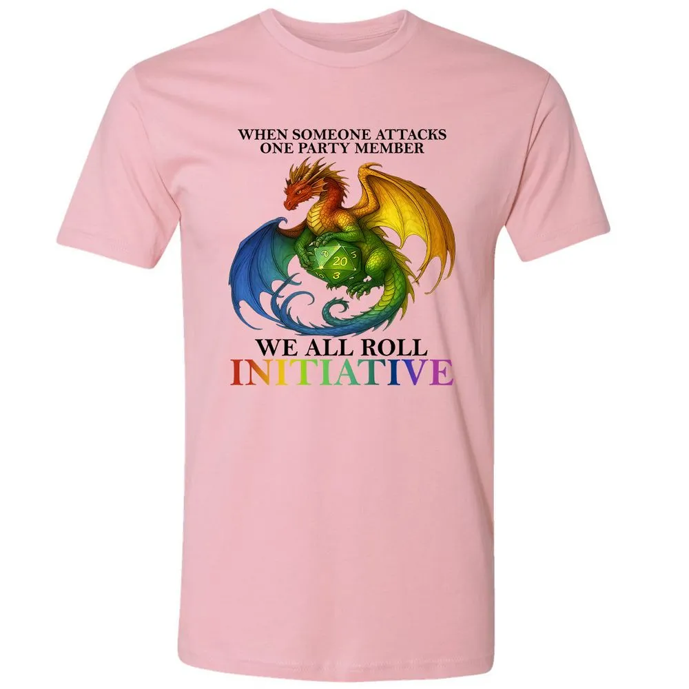 Dragon We All Roll For Initiative Premium Unisex T-Shirt - Light Pink - 3