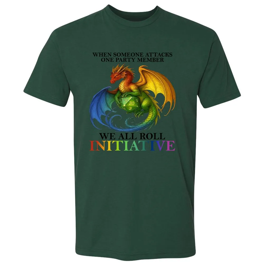 Dragon We All Roll For Initiative Premium Unisex T-Shirt - Forest Green - 13