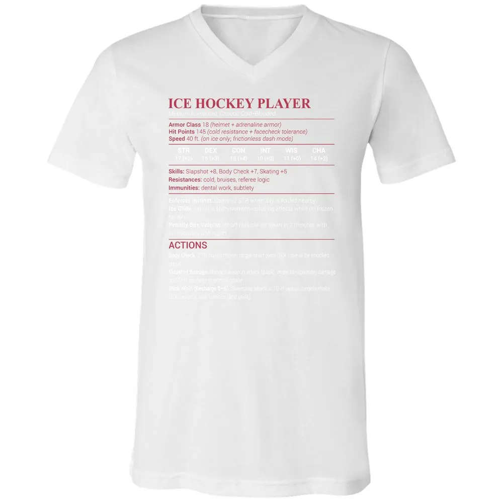 Ice Hockey Player Unisex V-Neck T-Shirt - White - 5