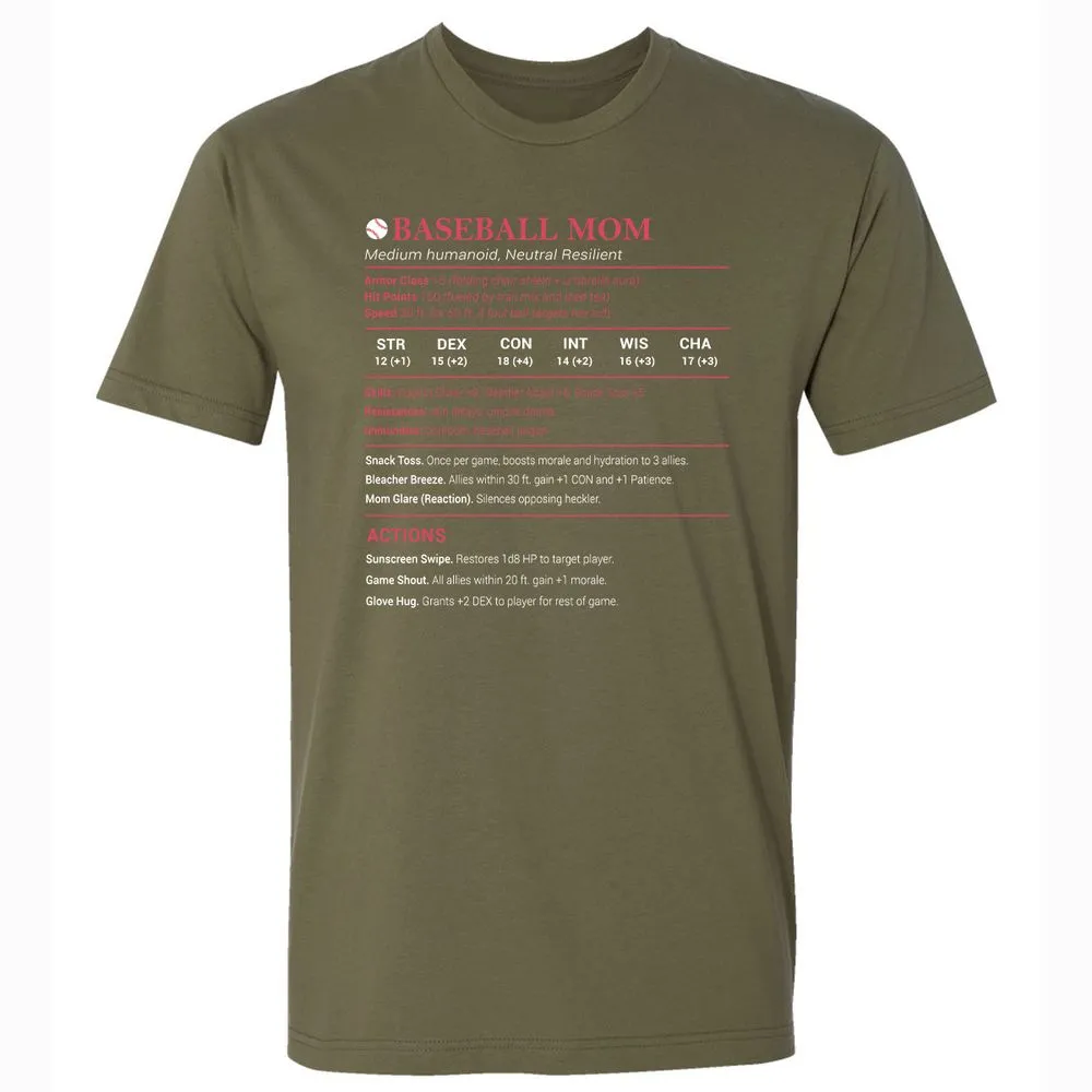 Baseball Mom Premium Unisex T-Shirt - Military Green - 5