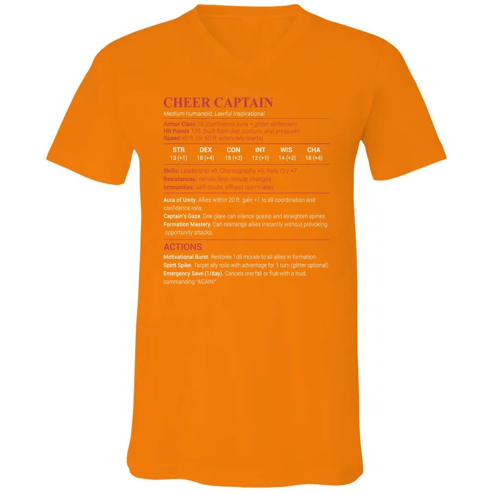 Cheer Captain Unisex V-Neck T-Shirt - Orange - 11