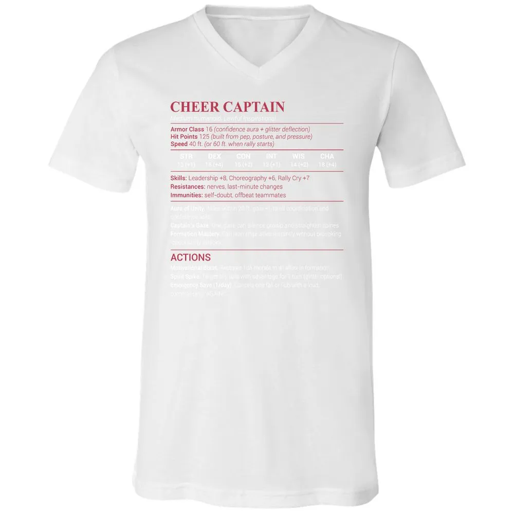 Cheer Captain Unisex V-Neck T-Shirt - White - 5