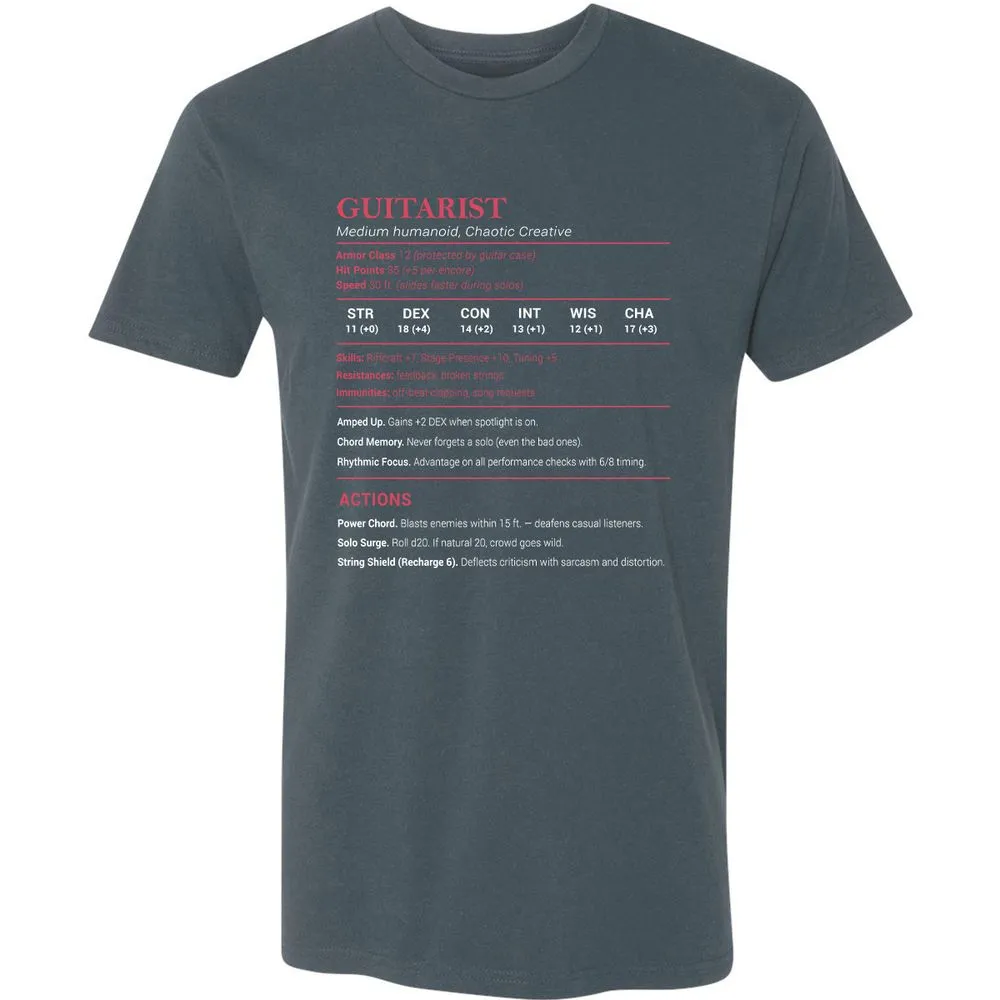 Guitarist Stats Premium Unisex T-Shirt - Indigo - 15