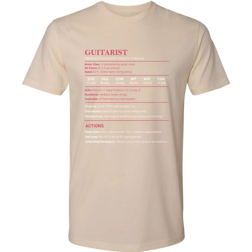 Guitarist Stats Premium Unisex T-Shirt - Cream - 14