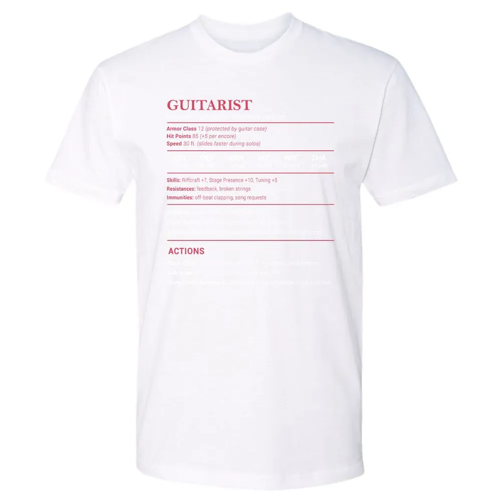 Guitarist Stats Premium Unisex T-Shirt - White - 4