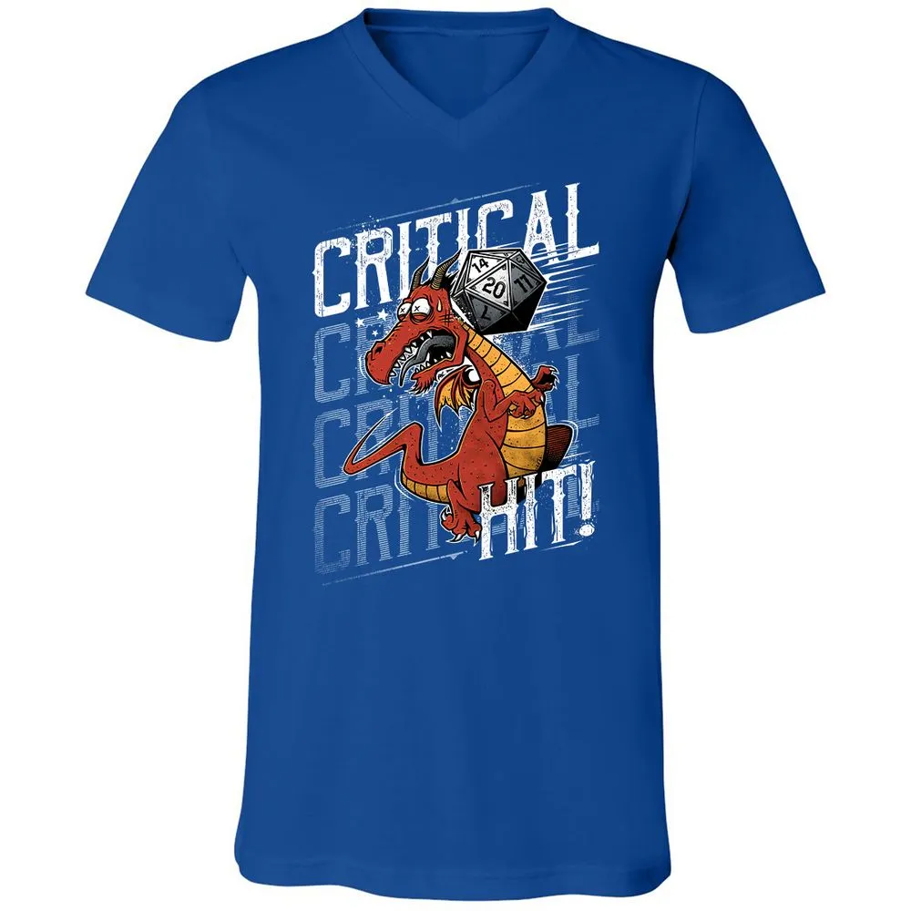Funny Dragon Critical Hit Unisex V-Neck T-Shirt - True Royal - 4