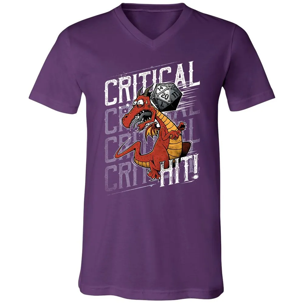 Funny Dragon Critical Hit Unisex V-Neck T-Shirt - Team Purple - 9