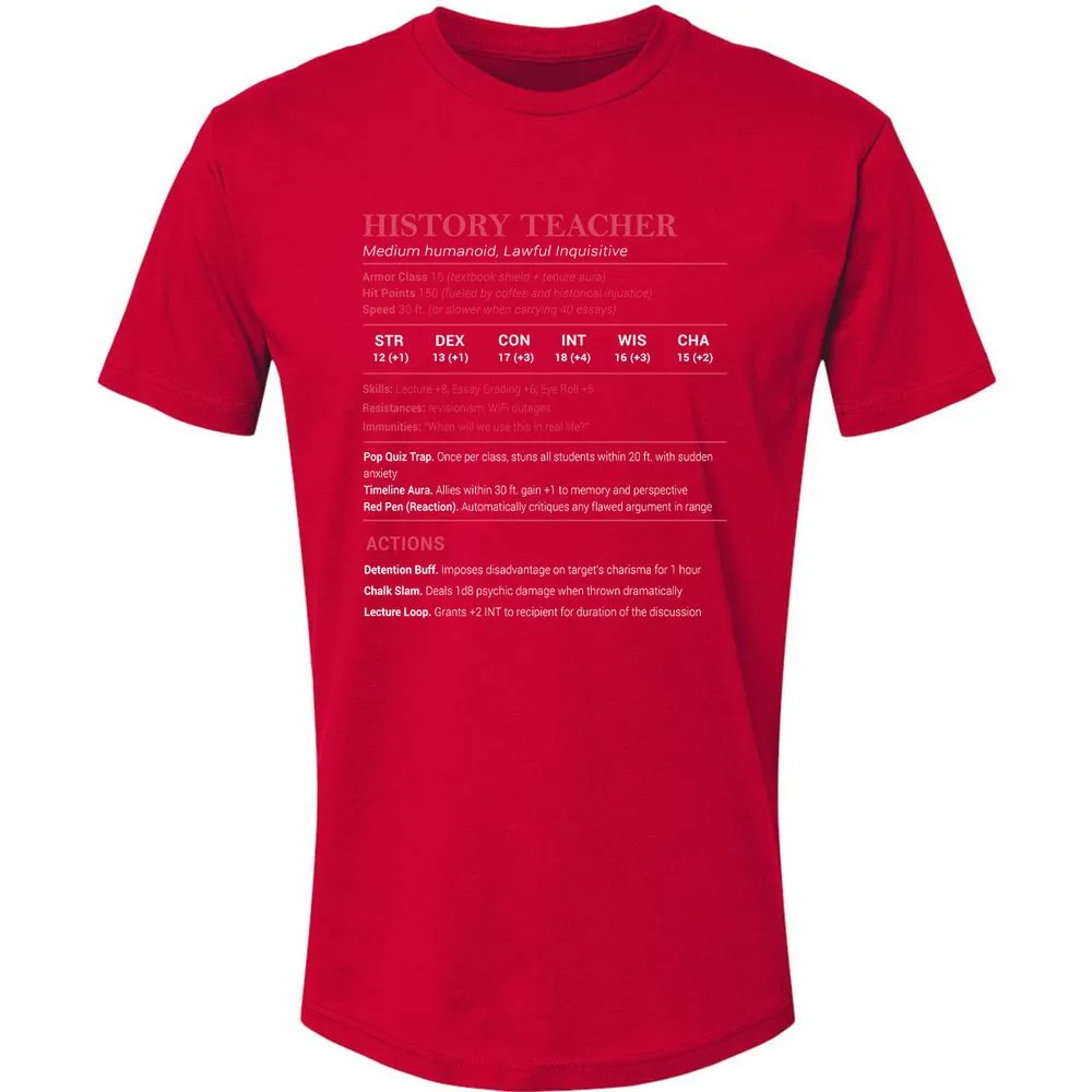 History Teacher Premium Unisex T-Shirt - Red - 6