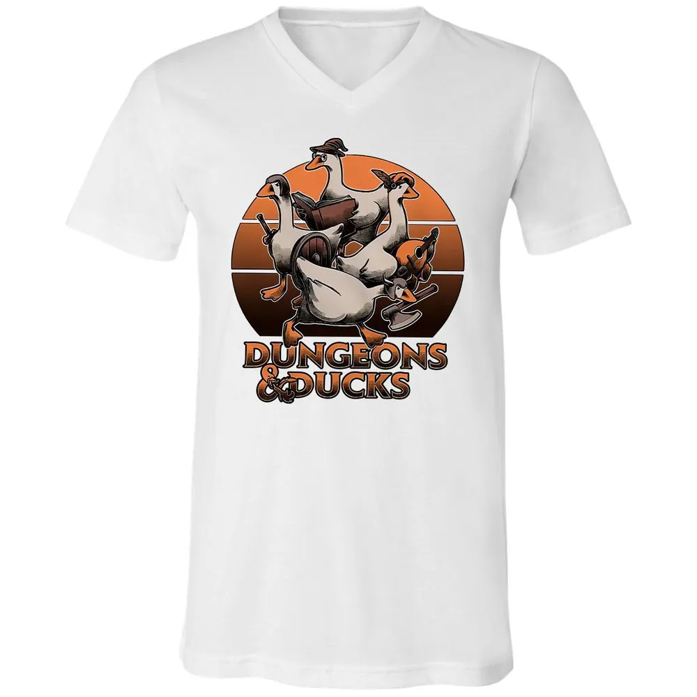 Dungeons And Ducks Unisex V-Neck T-Shirt - White - 5
